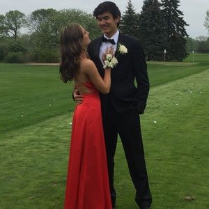 Beautiful High Neck Red Prom Dress